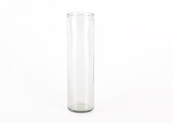 Castiçal de vidro claro vazio feito sob encomenda do cilindro para o projeto simples da decoração da casa