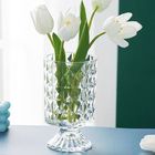 Embossed Big Base Vase Crystal Glass Vase Hydroponic Green Plant Vase Dining Table Centerpieces Home Decor Office Party