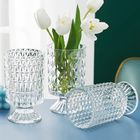 Embossed Big Base Vase Crystal Glass Vase Hydroponic Green Plant Vase Dining Table Centerpieces Home Decor Office Party