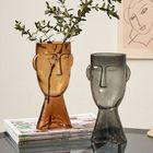 H24cm Unique Modern Transparent Face Glass Vase for Holding Flowers Office Home Living Decor Display