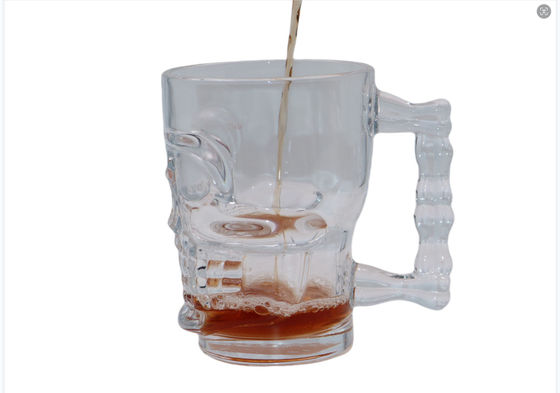 520ml Hoshine Joy Large Water Glass Cups with Handles Clear Skull