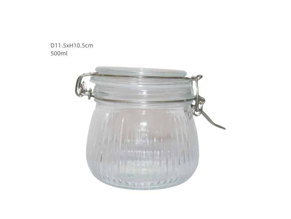 500ml Clear Glass Jars Silk Screen Logo For Food Storage Organization