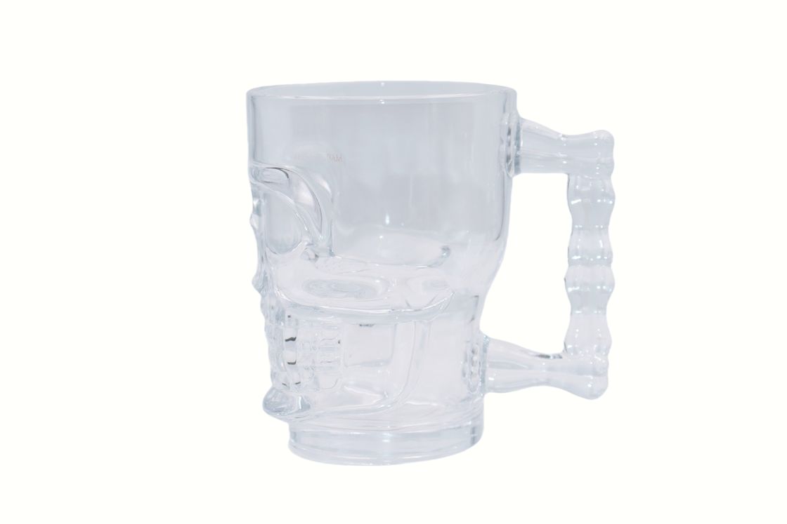 520ml Hoshine Joy Large Water Glass Cups with Handles Clear Skull